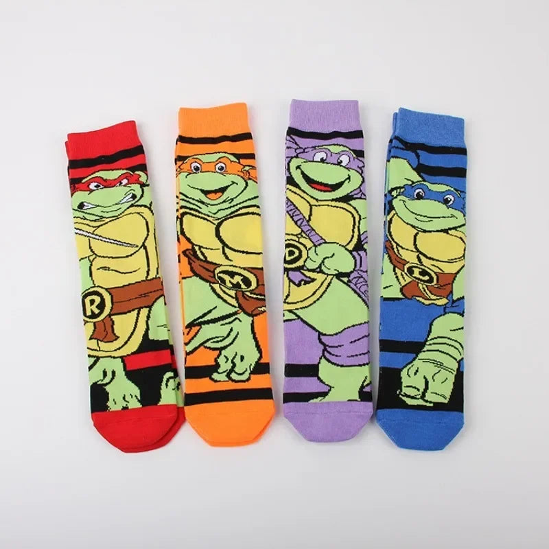 Teenage Mutant Ninja Turtles Katoenen Sokken – Trendy Anime Ontwerp voor Mannen