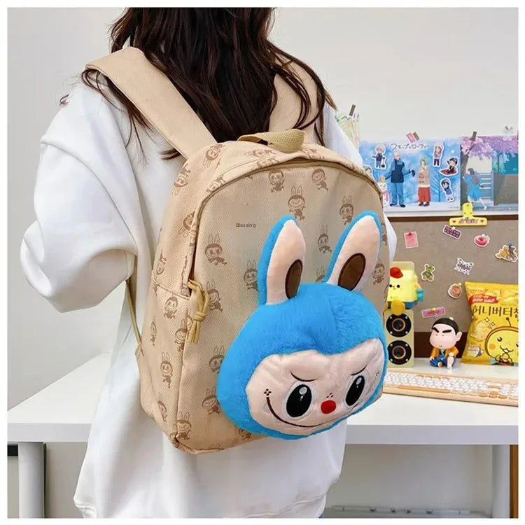 Labubu Schattige Cartoon Plush Rugzak – Perfect voor Kinderen Met Zipper Sluiting