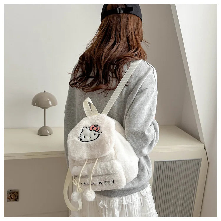 Kawaii My Melody Kuromi Hello Kitty Rugzak – Grote Inhoud en Pluche