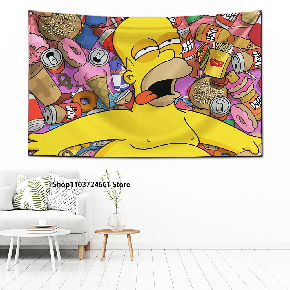 60x90cm Cartoon Simpsons Vlag Voor Unieke Garage Decoratie