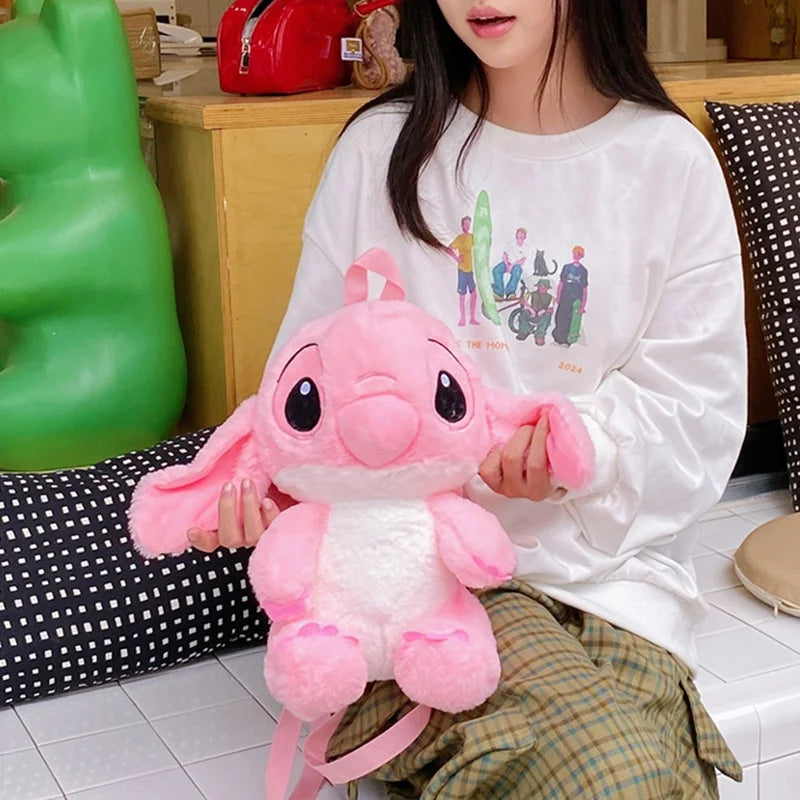 Kawaii Lilo En Stitch Pluche Rugzak – Schattig Cartoon Ontwerp Met Grote Capaciteit