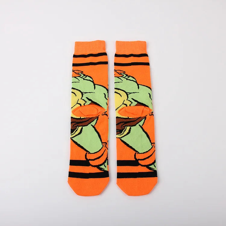 Teenage Mutant Ninja Turtles Katoenen Sokken – Trendy Anime Ontwerp voor Mannen