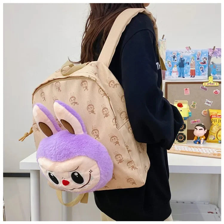 Labubu Schattige Cartoon Plush Rugzak – Perfect voor Kinderen Met Zipper Sluiting