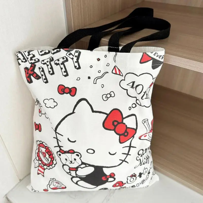 Sanrio Hello Kitty Canvas Tas – Grote Capaciteit met Rits