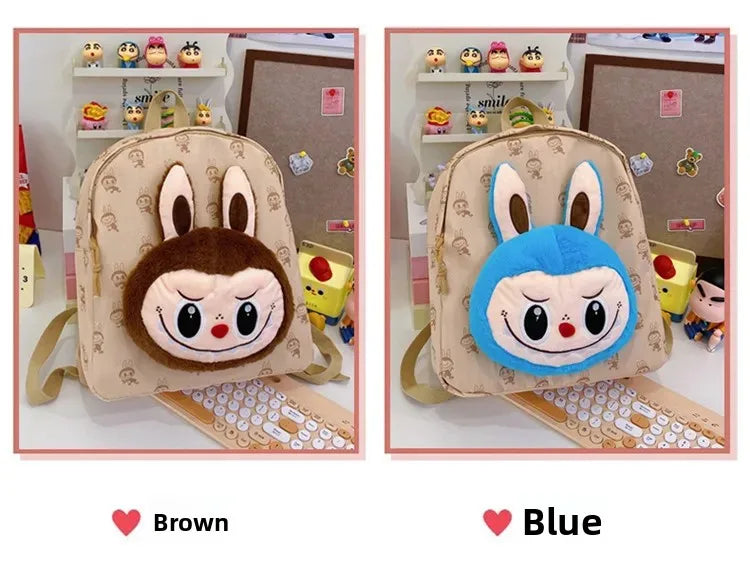 Labubu Schattige Cartoon Plush Rugzak – Perfect voor Kinderen Met Zipper Sluiting
