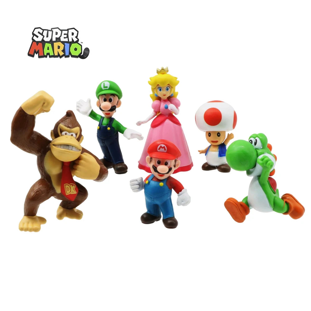 PVC Action Figures Super Mario Bros Set Met 6 Figuren Voor Kinderen