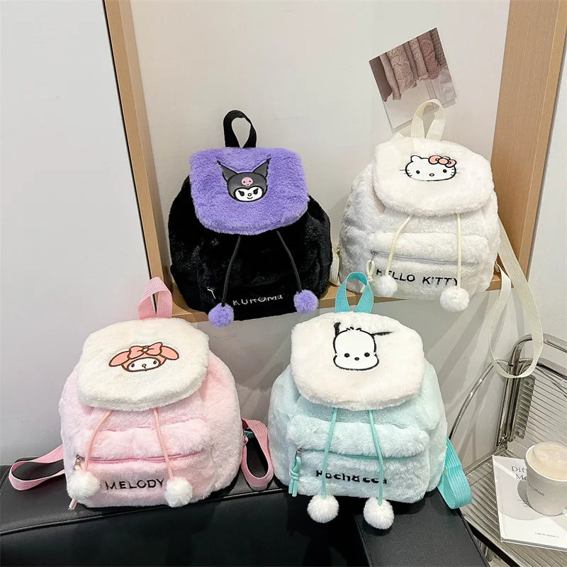 Kawaii My Melody Kuromi Hello Kitty Rugzak – Grote Inhoud en Pluche