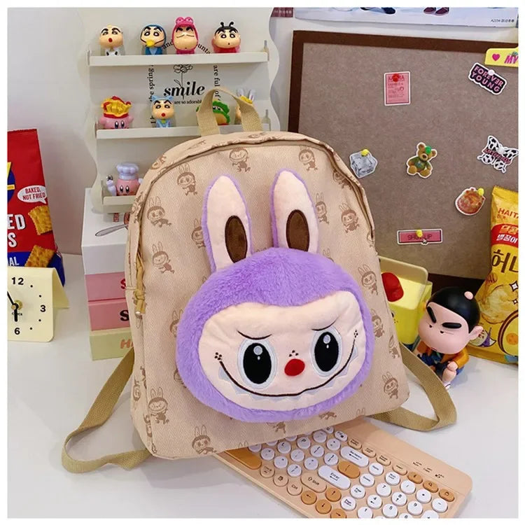 Labubu Schattige Cartoon Plush Rugzak – Perfect voor Kinderen Met Zipper Sluiting