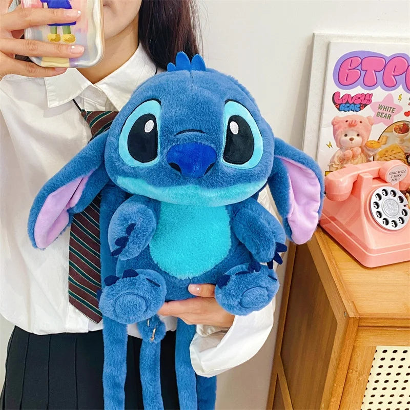 Kawaii Lilo En Stitch Pluche Rugzak – Schattig Cartoon Ontwerp Met Grote Capaciteit