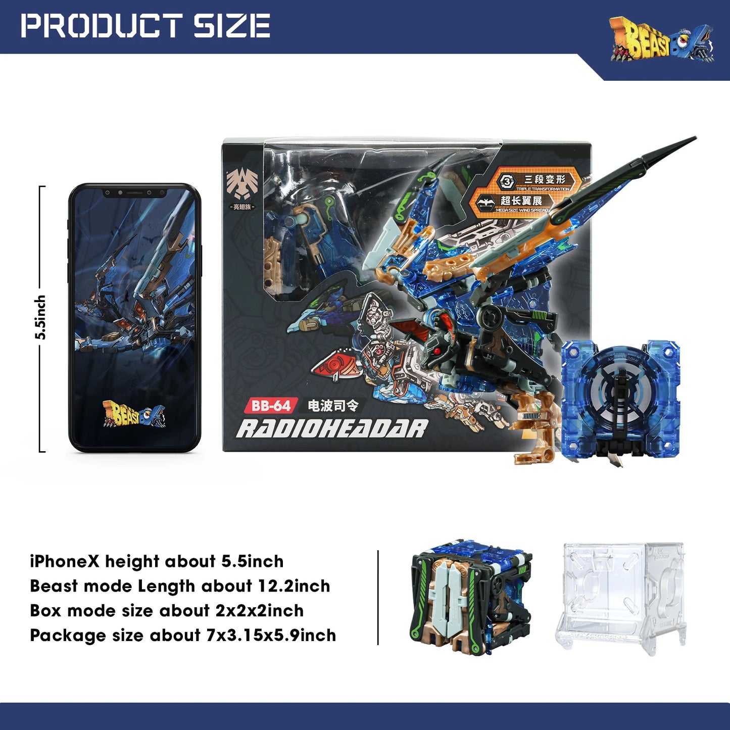 Officiële 52TOYS Beastbox BB-64 Radioheadar – Transformeerbare Mecha en Cube Actiefiguur