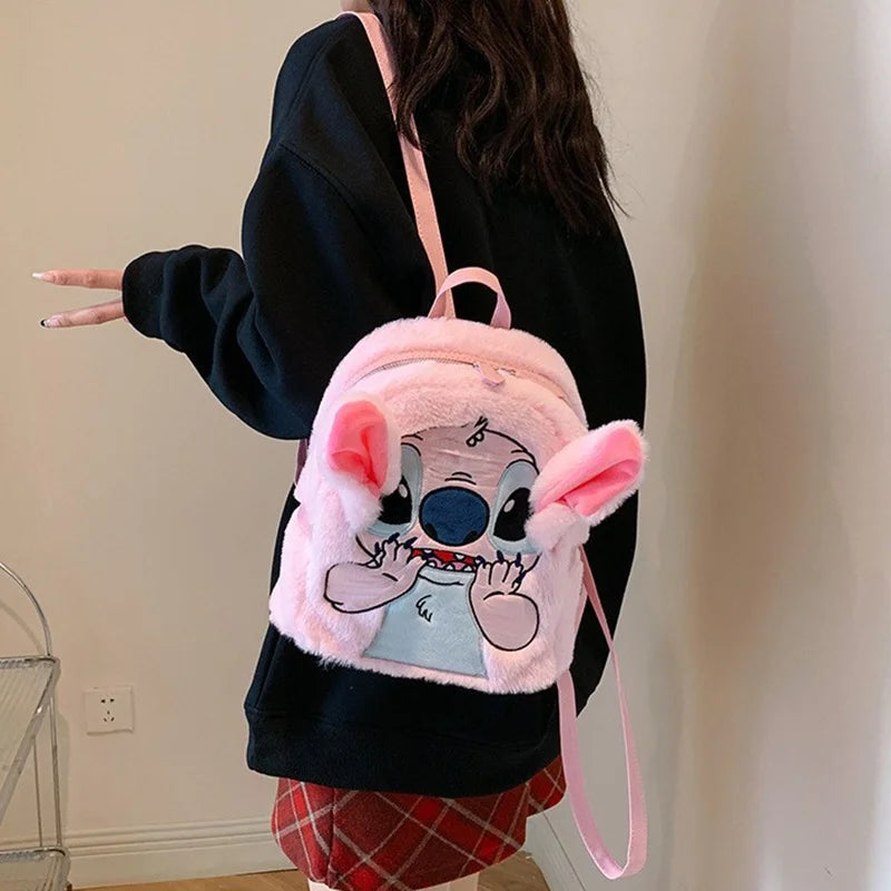 Kawaii Lilo En Stitch Pluche Rugzak – Schattig Cartoon Ontwerp Met Grote Capaciteit