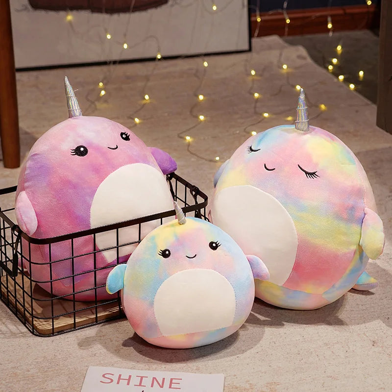 LGZAC Knuffelbare Kleurige Narwhal Pluche – Zacht en Schattig Cadeau voor Kinderen