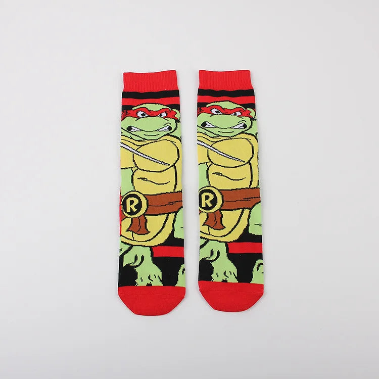 Teenage Mutant Ninja Turtles Katoenen Sokken – Trendy Anime Ontwerp voor Mannen