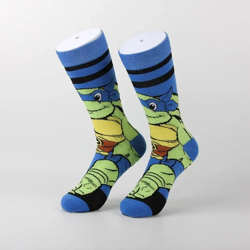 Teenage Mutant Ninja Turtles Katoenen Sokken – Trendy Anime Ontwerp voor Mannen