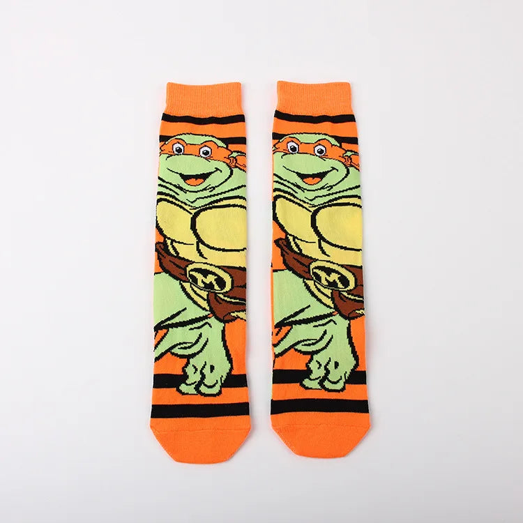Teenage Mutant Ninja Turtles Katoenen Sokken – Trendy Anime Ontwerp voor Mannen