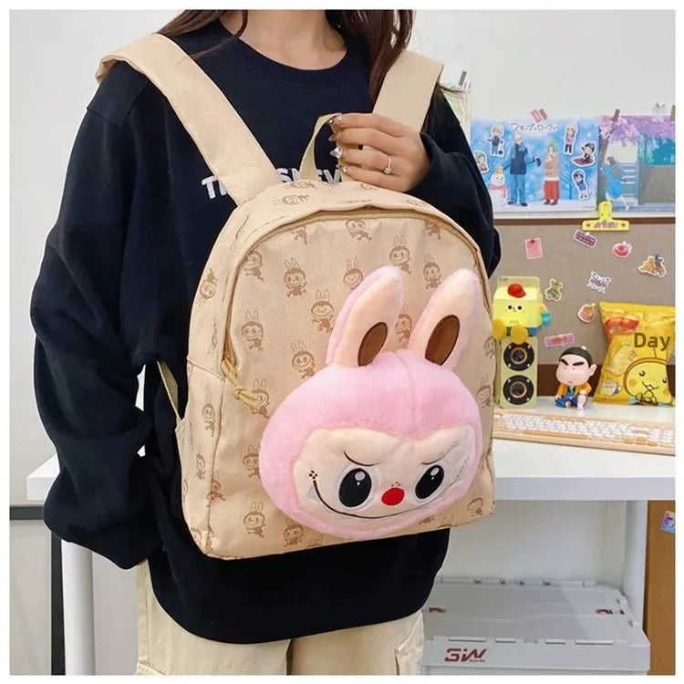 Labubu Schattige Cartoon Plush Rugzak – Perfect voor Kinderen Met Zipper Sluiting