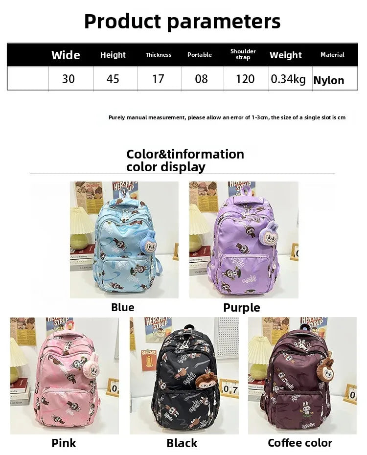 Labubu Cartoon Kinder Rugzak – Nylon Materiaal Boogriem