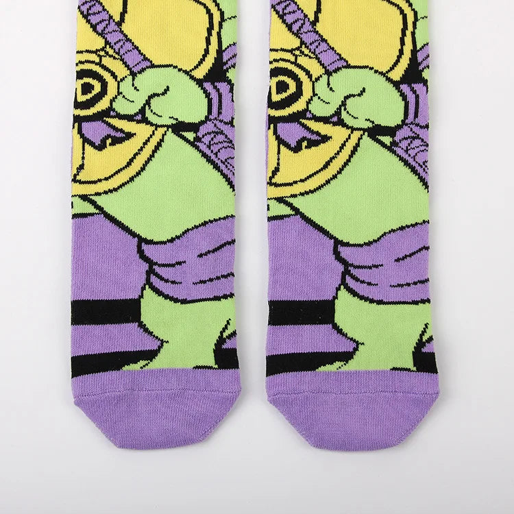 Teenage Mutant Ninja Turtles Katoenen Sokken – Trendy Anime Ontwerp voor Mannen