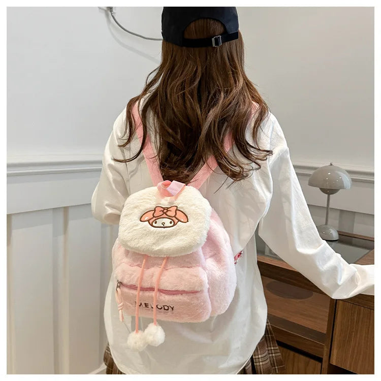 Kawaii My Melody Kuromi Hello Kitty Rugzak – Grote Inhoud en Pluche