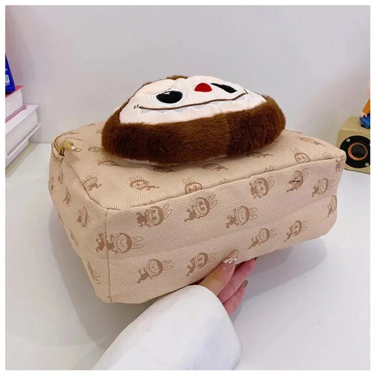 Labubu Schattige Cartoon Plush Rugzak – Perfect voor Kinderen Met Zipper Sluiting