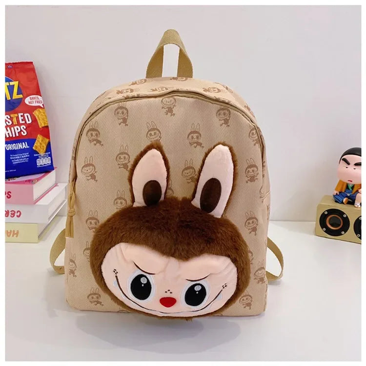 Labubu Schattige Cartoon Plush Rugzak – Perfect voor Kinderen Met Zipper Sluiting