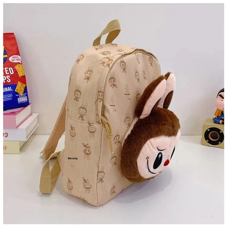 Labubu Schattige Cartoon Plush Rugzak – Perfect voor Kinderen Met Zipper Sluiting