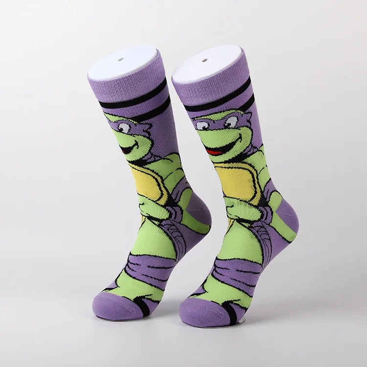 Teenage Mutant Ninja Turtles Katoenen Sokken – Trendy Anime Ontwerp voor Mannen