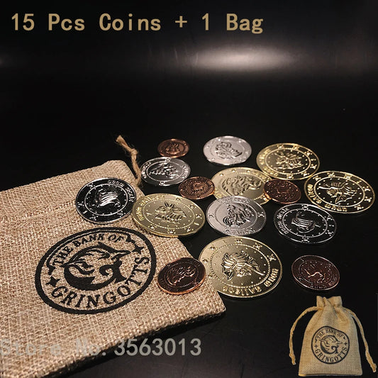 16 Pcs/set Harry Potter Bank Coins Met Stijlvol Zakje Voor Cosplay