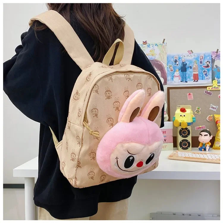 Labubu Schattige Cartoon Plush Rugzak – Perfect voor Kinderen Met Zipper Sluiting