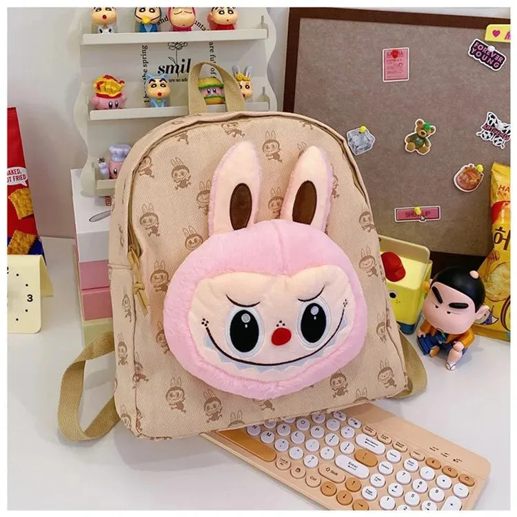 Labubu Schattige Cartoon Plush Rugzak – Perfect voor Kinderen Met Zipper Sluiting