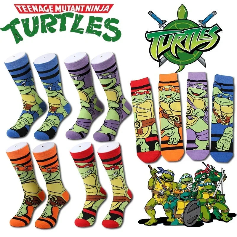 Teenage Mutant Ninja Turtles Katoenen Sokken – Trendy Anime Ontwerp voor Mannen
