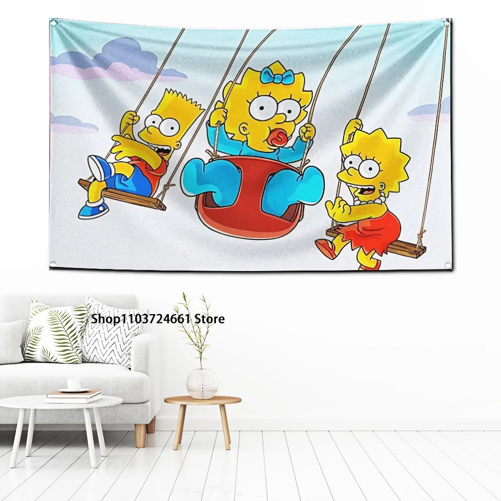 60x90cm Cartoon Simpsons Vlag Voor Unieke Garage Decoratie