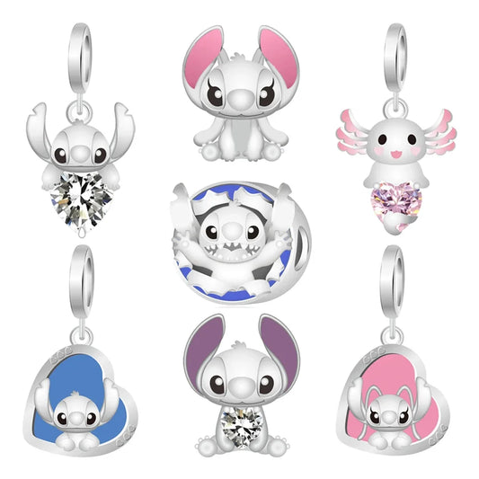 MINISO Cute Cartoon Stitch & Angel Couple Charm – Originele Bedeltjes Voor Armbanden En Kettingen