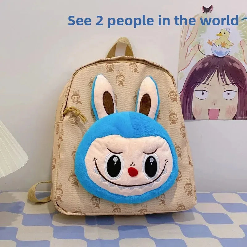 Labubu Schattige Cartoon Plush Rugzak – Perfect voor Kinderen Met Zipper Sluiting