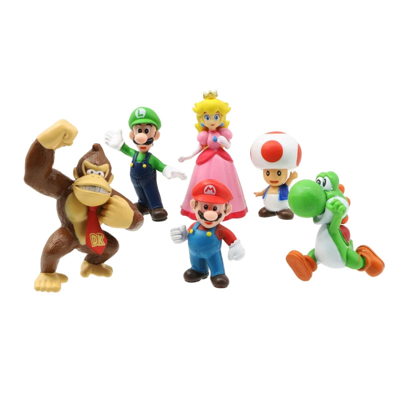 PVC Action Figures Super Mario Bros Set Met 6 Figuren Voor Kinderen
