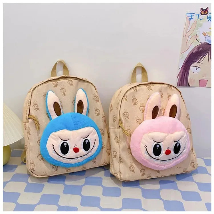 Labubu Schattige Cartoon Plush Rugzak – Perfect voor Kinderen Met Zipper Sluiting
