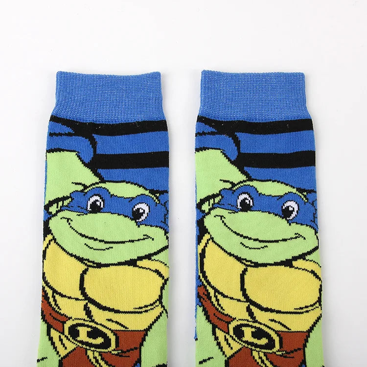 Teenage Mutant Ninja Turtles Katoenen Sokken – Trendy Anime Ontwerp voor Mannen