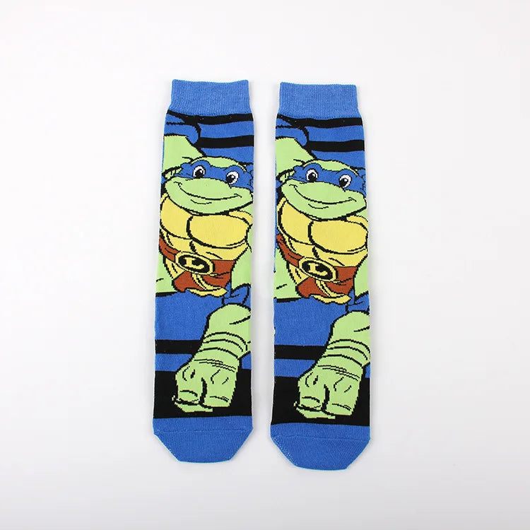 Teenage Mutant Ninja Turtles Katoenen Sokken – Trendy Anime Ontwerp voor Mannen