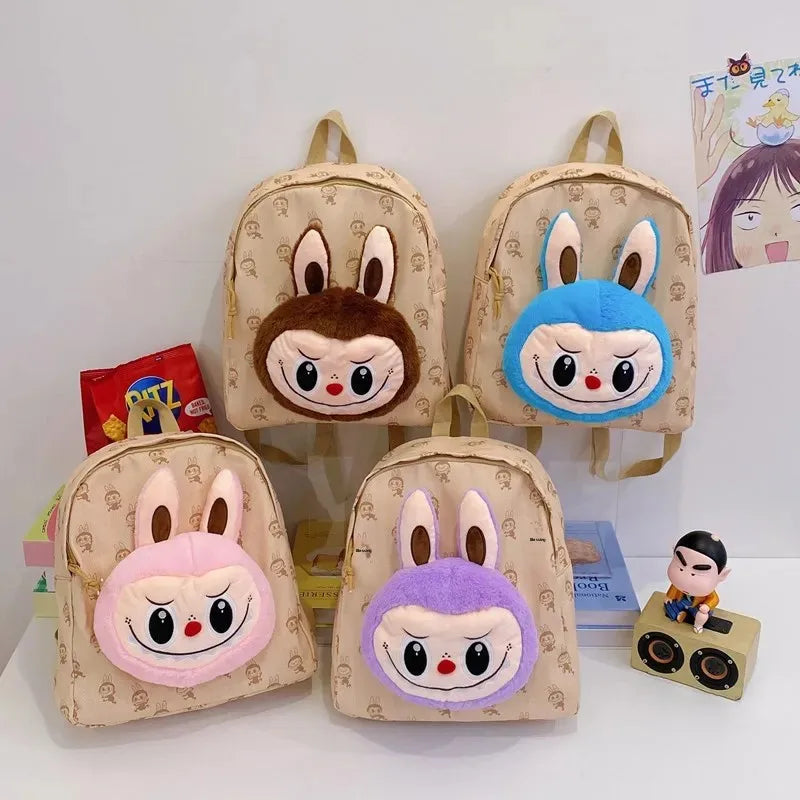 Labubu Schattige Cartoon Plush Rugzak – Perfect voor Kinderen Met Zipper Sluiting