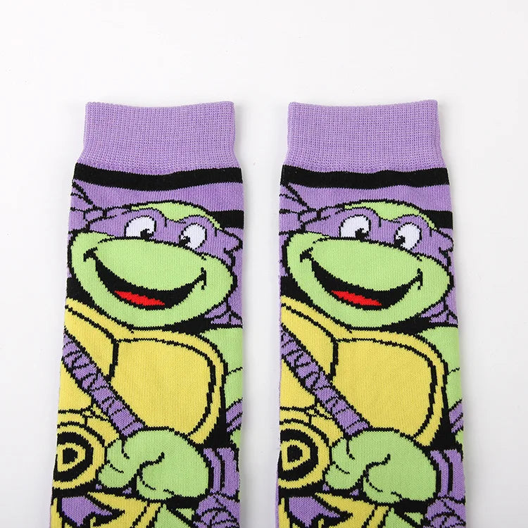 Teenage Mutant Ninja Turtles Katoenen Sokken – Trendy Anime Ontwerp voor Mannen
