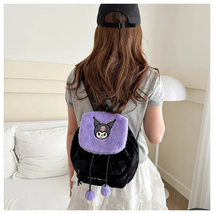 Kawaii My Melody Kuromi Hello Kitty Rugzak – Grote Inhoud en Pluche