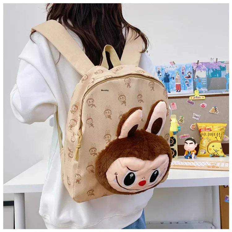 Labubu Schattige Cartoon Plush Rugzak – Perfect voor Kinderen Met Zipper Sluiting