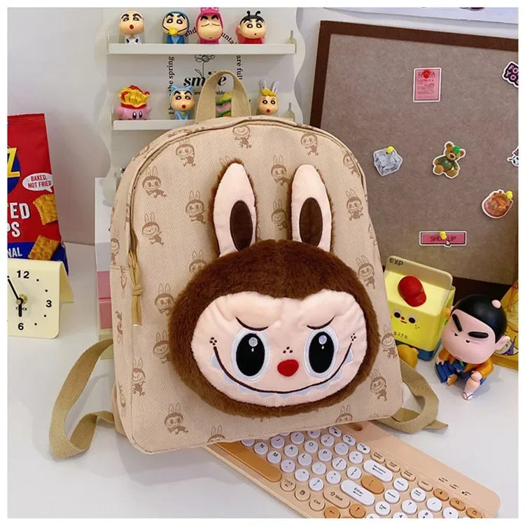 Labubu Schattige Cartoon Plush Rugzak – Perfect voor Kinderen Met Zipper Sluiting