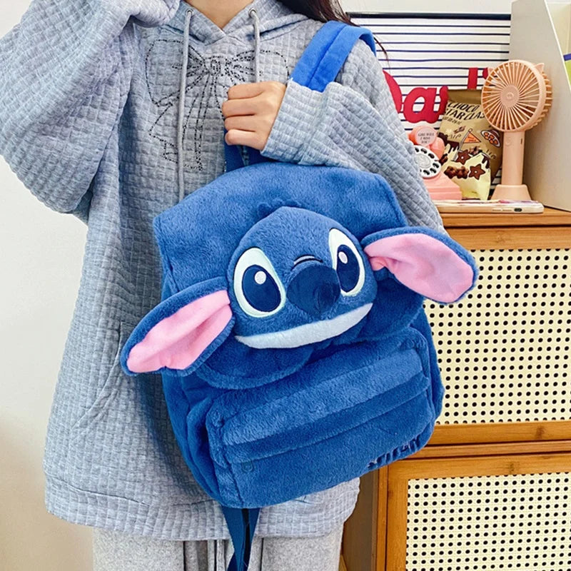 Kawaii Lilo En Stitch Pluche Rugzak – Schattig Cartoon Ontwerp Met Grote Capaciteit