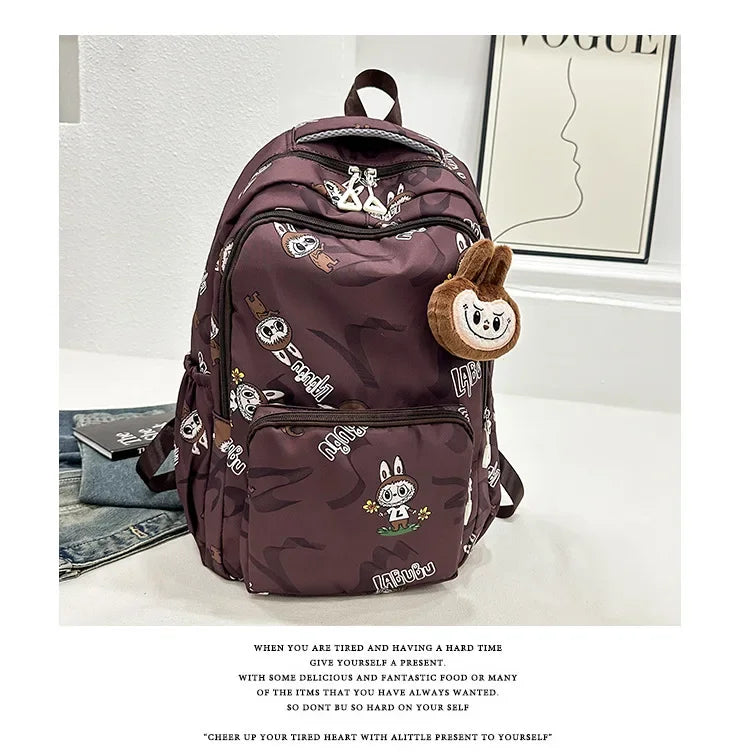 Labubu Cartoon Kinder Rugzak – Nylon Materiaal Boogriem
