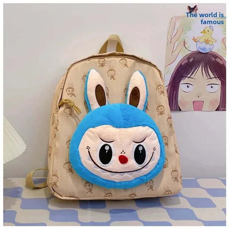 Labubu Schattige Cartoon Plush Rugzak – Perfect voor Kinderen Met Zipper Sluiting