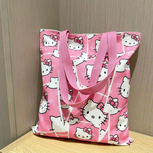 Sanrio Hello Kitty Canvas Tas – Grote Capaciteit met Rits