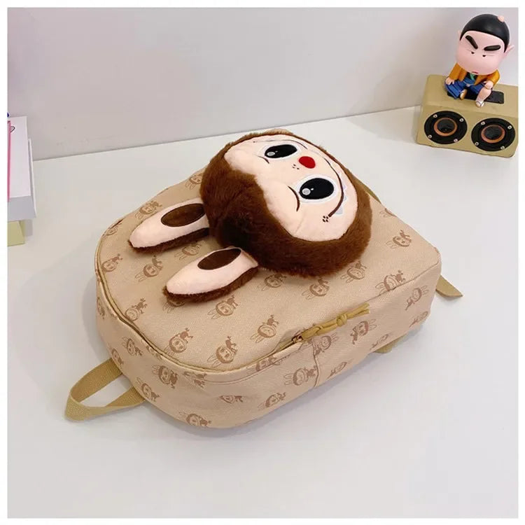 Labubu Schattige Cartoon Plush Rugzak – Perfect voor Kinderen Met Zipper Sluiting