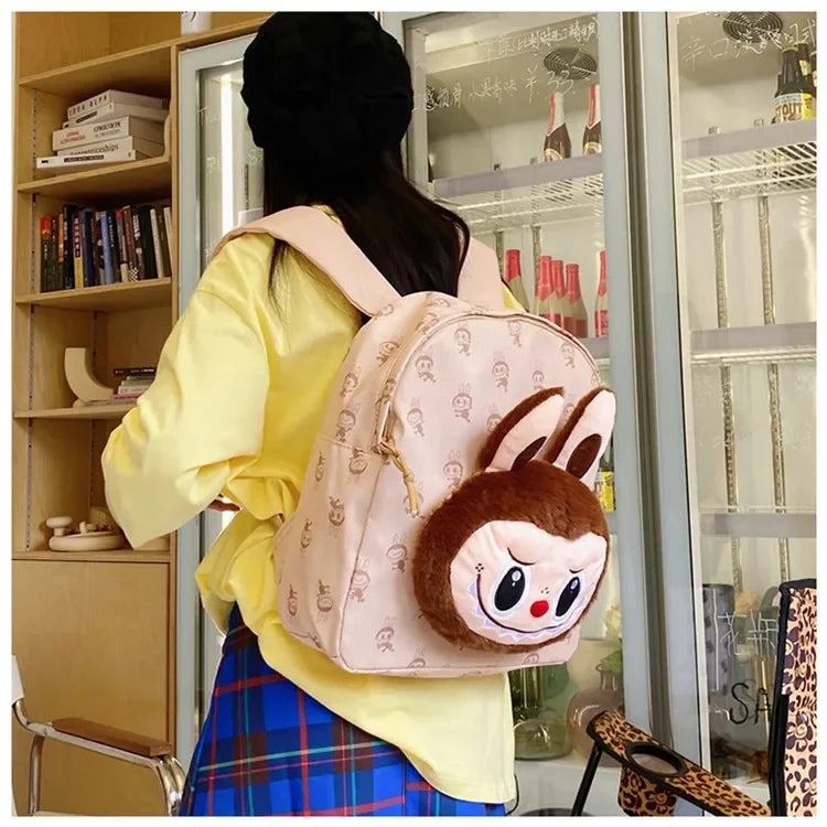 Labubu Schattige Cartoon Plush Rugzak – Perfect voor Kinderen Met Zipper Sluiting