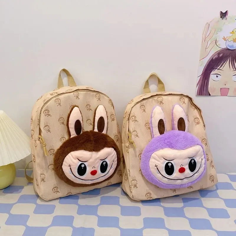 Labubu Schattige Cartoon Plush Rugzak – Perfect voor Kinderen Met Zipper Sluiting